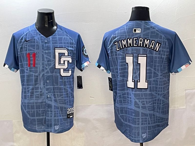 Men Washington Nationals #11 Zimmerman Blue Joint Name 2025 Nike MLB Jersey style 1